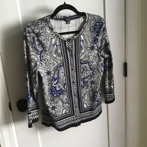Rafaella Blue and Black Paisley Blouse